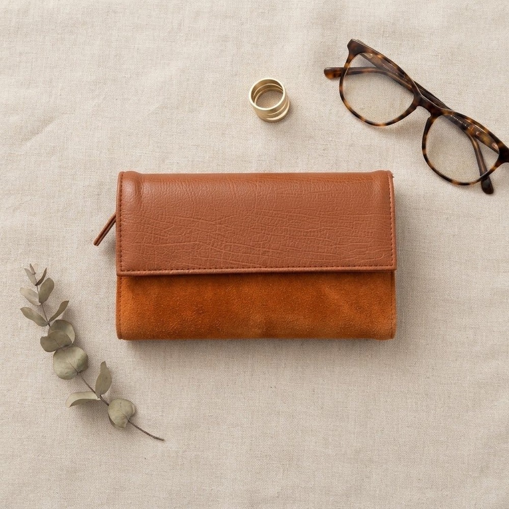 Shiraleah Andie Fold Wallet Womens OS Ginger Leather Suede Boho Chic New